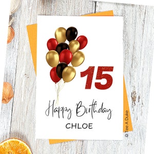 Carte De 15e Anniversaire Carte Danniversaire De 15 Ans Etsy France