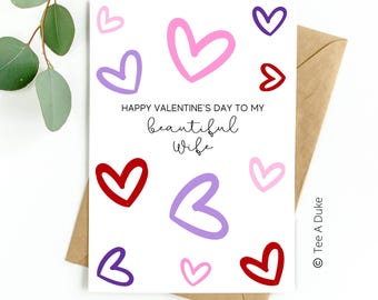 Valentine's Card for Wife Beautiful Wife Valentines Day Card, Valentine Card from Husband, Wife Valentine Card