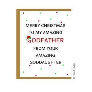 Tarjeta de Navidad para Padrino, Tarjeta de Navidad del Padrino, Tarjeta de Navidad Divertida, Tarjeta para Padrino, de Ahijado Ahijado, 1ª Navidad