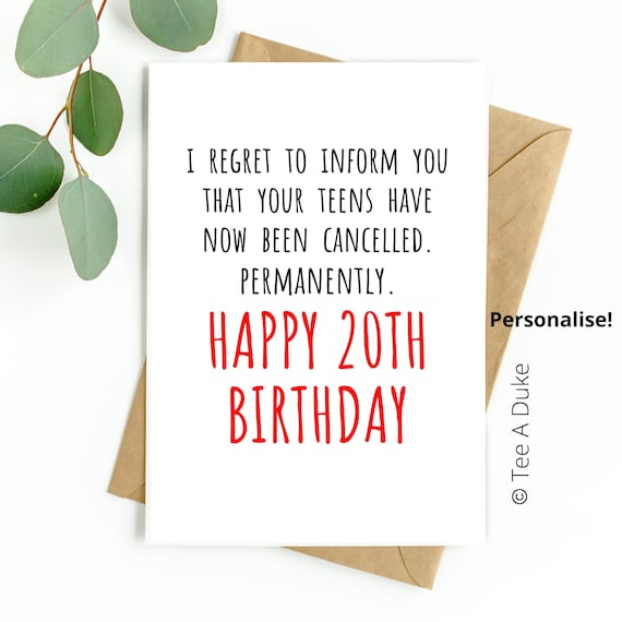 Funny 20th Birthday Card 20th Birthday Card for Son Daughter - Etsy Denmark Funny 20th Birthday Card 20th Birthday Card for Son Daughter - Etsy Denmark