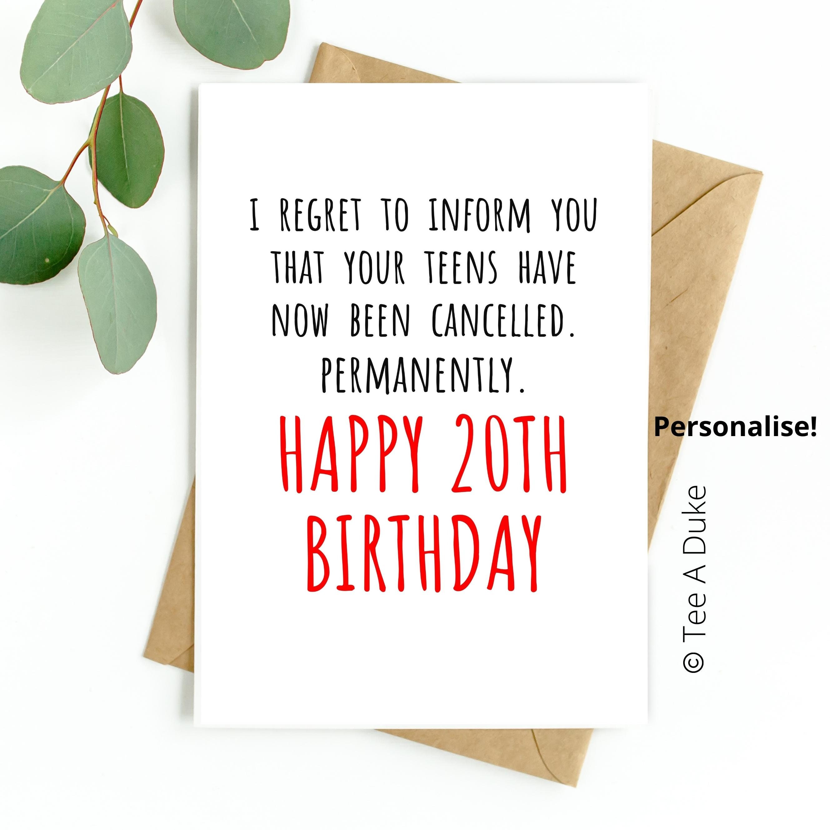 Funny 20th Birthday Card 20th Birthday Card For Son Daughter Etsy