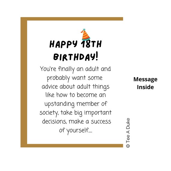 Funny 18th Birthday Card 18th Birthday Card Unique Quirky Etsy UK