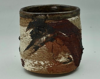 Red Wash yunomi, tea cup, tea ritual Japanese tea ceremony, altered and textured clay, approx 175 ml