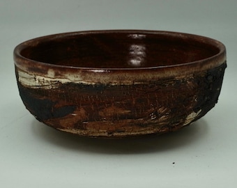 Ember chawan matcha bowl, tea cup, tea ritual Japanese tea ceremony, altered and textured clay, approx 375 ml