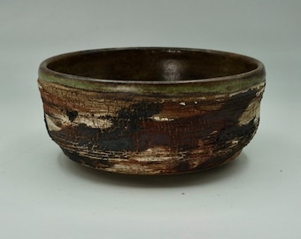 Mossy Edge chawan matcha bowl, tea cup, tea ritual Japanese tea ceremony, altered and textured clay, approx 375 ml