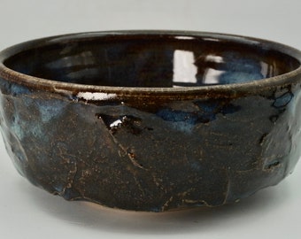 Azurite Sky matcha bowl, tea cup, tea ritual Japanese tea ceremony, altered and textured clay, approx 350 ml