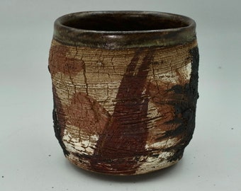 Flame yunomi, tea cup, tea ritual Japanese tea ceremony, altered and textured clay, approx 250 ml