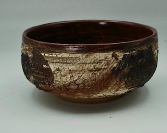 Storm chawan matcha bowl, tea cup, tea ritual Japanese tea ceremony, altered and textured clay, approx 400 ml