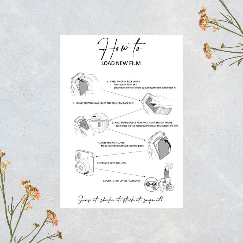 How to Guide Printout Template for Instax Polaroid Camera Wedding Etsy How to Guide Printout Template for Instax Polaroid Camera Wedding Etsy