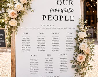 Wedding Seating Plan, Wedding Seating Chart, Seating Chart, Wedding Table Plan, Table Plan, Our Favourite People, Digital File