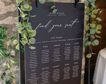 Wedding Seating Plan, Wedding Seating Chart, Modern Table Plan, Wedding Table Plan, Table Plan, Foamex Seating Plan, Digital File, Black