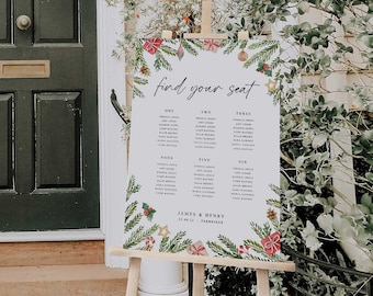 Christmas Wedding Seating Plan, Winter Wedding Wedding Seating Plan, Festive Wedding Table Plan, Wedding Table Plan, Table Plan