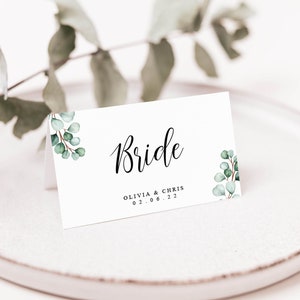 Tarjetas de lugar botánicas, tarjetas de lugar de eucalipto, tarjetas de nombre de lugar de boda, tarjetas de lugar de boda, nombres de lugar de mesa, configuraciones de lugar, tarjetas de nombre