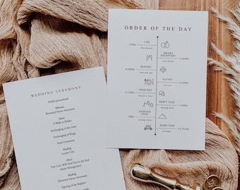 Wedding Order of the Day, Wedding Order of Events , Wedding Timeline, Wedding Order of Service, Wedding Day Timeline, Wedding Programme