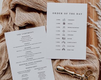 Wedding Order of the Day, Wedding Order of Events , Wedding Timeline, Wedding Order of Service, Wedding Day Timeline, Wedding Programme