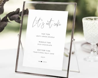 Wedding Cake Menu Sign, Cake Menu Sign, Cake Menu Sign, Cake Menu, Wedding Cake Tiers Sign, Wedding Menu, DIGITAL FILE