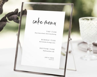 Hochzeitstorte Menü-Zeichen, Kuchen-Speisekarte Zeichen, Kuchen-Speisekarte, Kuchen-Speisekarte, Hochzeitstorte Tiers Zeichen, Hochzeitskarte, DIGITALE DATEI