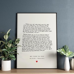Our Vows Print, Personalised Our Wedding Vows Print, Our Vows Poster, Wedding Vows Print, Vows Print, Anniversary Print, Handwritten Vows