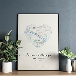 Cadeau de fiançailles, carte de fiançailles pour couple, impression de cadeau d'anniversaire, impression de lieu personnalisé, impression de fiançailles, cadeau de Saint-Valentin