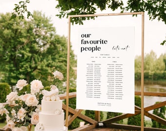 Wedding Seating Plan, Wedding Seating Chart, Our Favourite People Sign, Wedding Table Plan, Banquet Layout, Foamex Board, Digital File