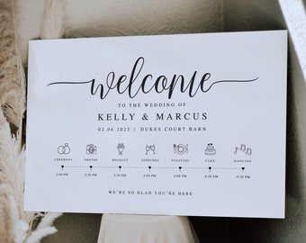 Order of the Day Wedding Sign, Welcome Wedding Sign, Wedding Timeline, Wedding Day Schedule, Wedding Day Timeline, Eucalyptus Wedding Sign