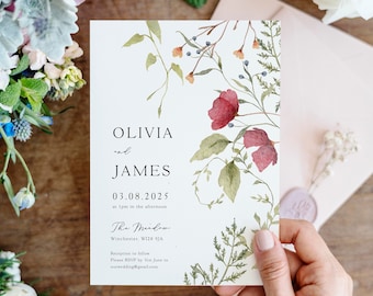 Wildflowers Wedding Invites, Floral Wedding Invites, Country Wedding Invites, Boho Wedding Invites, Festival Wedding Invites, Digital File