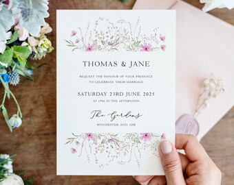 Wildflowers Wedding Invites, Floral Wedding Invites, Country Wedding Invites,Boho Wedding Invites, Festival Wedding Invites, Digital File
