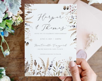 Wildflowers Wedding Invites, Floral Wedding Invites, Country Wedding Invites, Boho Wedding Invites, Festival Wedding Invites, Digital File