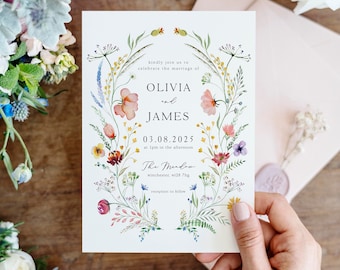 Wildflowers Wedding Invites, Floral Wedding Invites, Country Wedding Invites, Boho Wedding Invites, Festival Wedding Invites, Digital File