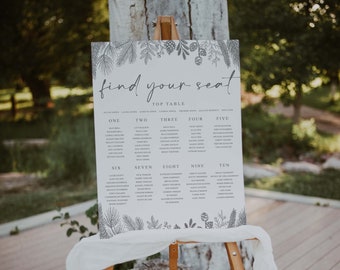 Christmas Wedding Seating Plan, Winter Wedding Wedding Seating Plan, Festive Wedding Table Plan, Wedding Table Plan, Table Plan