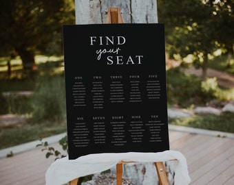 Wedding Seating Plan, Wedding Seating Chart, Seating Chart, Wedding Table Plan, Black Wedding Signs, Foamex Seating Plan, Digital File