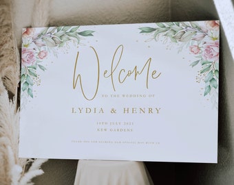 Wedding Welcome Sign, Botanical Wedding Sign, Welcome to our wedding, Wedding Day Welcome Sign, Floral Wedding Welcome Sign, Digital File