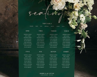 Wedding Seating Plan, Wedding Seating Chart, Seating Chart, Wedding Table Plan, Green Wedding Table Plan, Foamex Seating Plan, Digital File
