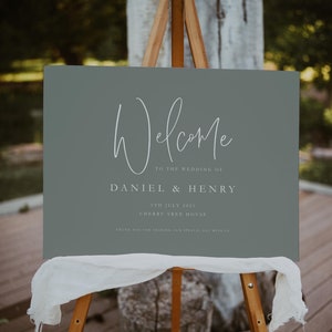 Wedding Welcome Sign, Personalised Welcome to our Wedding Sign, Welcome Sign, Custom Wedding Sign, Sage Green Wedding Sign, Digital File