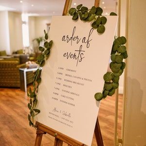 Order of the Day Wedding Sign, Personalised Wedding Sign, Wedding Timeline, Wedding Day Schedule, Wedding Itinerary, Wedding Programme Sign