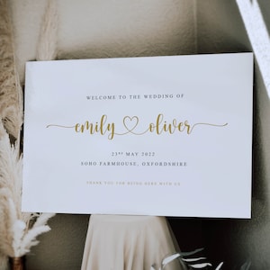 Wedding Welcome Sign, Welcome to our Wedding Sign, Gold Wedding Sign, Heart Wedding Sign, Calligraphy Wedding Sign, Digital File