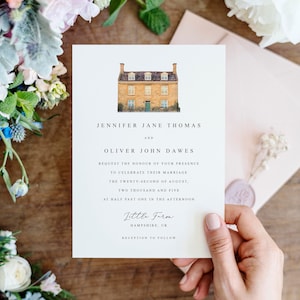 Wedding Venue Illustration Invite, Wedding Venue Invitation, Wedding Invite Illustration, Wedding Venue Watercolour, Double Sided Invite