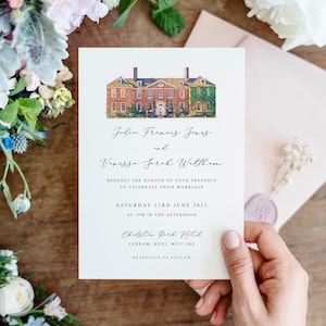 Wedding Venue Illustration Invite, Wedding Venue Invitation, Wedding Invite Illustration, Wedding Venue Watercolour, Double Sided Invite