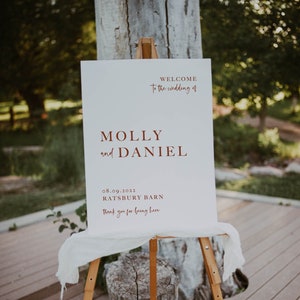 Wedding Welcome Sign, Personalised Welcome to our Wedding Sign, Welcome Sign, Burnt Orange Sign, Elegant Wedding Sign, Modern Wedding Sign
