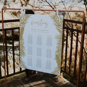 Plano de assentos de casamento, gráfico de assentos de casamento, plano de mesa de casamento, plano de assentos de ouro botânico, plano de assentos Foamex, arquivo digital