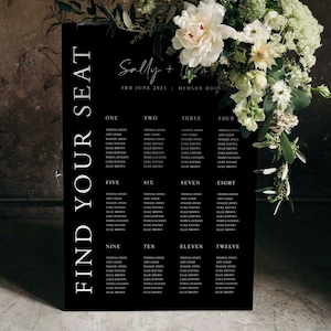 Hochzeit Sitzplan, Hochzeit Sitzplan, Sitzplan, Hochzeit Tischplan, schwarze Hochzeitsschilder, Foamex Sitzplan, digitale Datei
