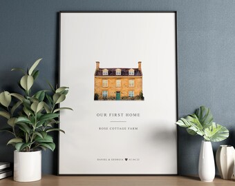 Personalised House Portrait Gift, Custom House Watercolour Print, Housewarming gift, Wedding Gift, Anniversary Gift, Our First Home Gift