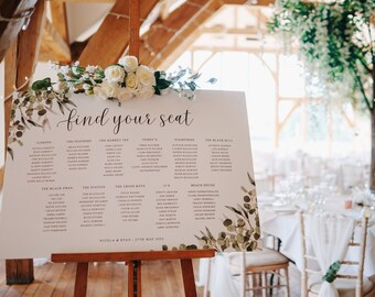 Wedding Seating Plan, Botanical Wedding Seating Plan, Landscape Seating Plan, Greenery Wedding Table Plan, Foamex Seating Plan, Digital File