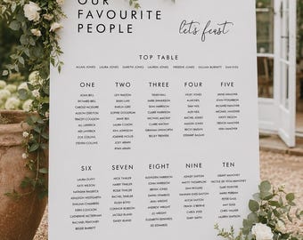 Wedding Seating Plan, Wedding Seating Chart, Our Favourite People Sign, Wedding Table Plan, Seating Chart, Foamex Seating Plan, Digital File