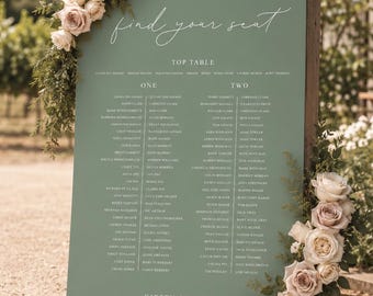 Sage Green Wedding Seating Plan Sign, Wedding Seating Sign, Sage Green Wedding Sign, Seating Chart, Banquet Layout Table Plan