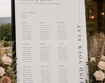 Wedding Seating Plan, Wedding Seating Chart, Modern Table Plan, Wedding Table Plan, Table Plan, Foamex Seating Plan, Digital File