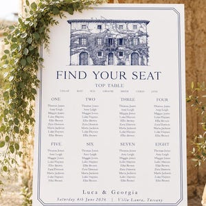 Wedding Seating Plan, Wedding Seating Chart, Illustrated Seating Chart, Wedding Table Plan, Table Plan, Seating Chart, Venue drawing