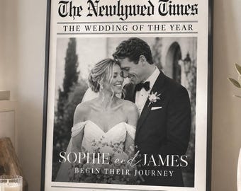 Personalised Wedding Newspaper Poster, Paper Anniversary Wedding Print, Custom Couple Newspaper, Wedding Gift, First Anniversary Keepsake