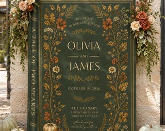 Book  Wedding Welcome Sign, Botanical Wedding Sign, Autumn Wedding Decor, Fall Welcome Sign, Floral Wedding Sign, Wildflower Welcome Sign