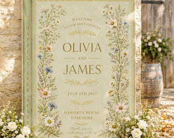 Book Wedding Welcome Sign, Book Lover Wedding Sign, Autumn Wedding Decor, Fall Welcome Sign, Book Cover Welcome Sign, Personalised